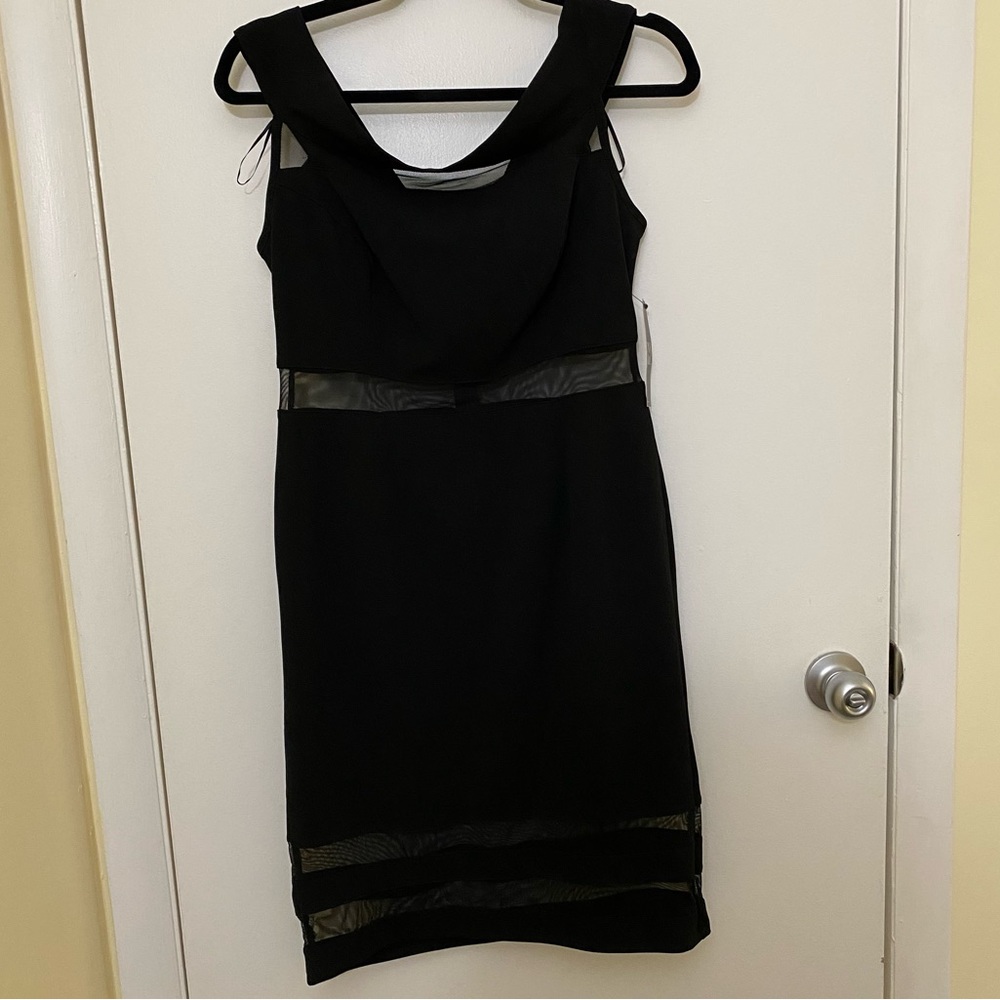 NY&C Mesh Panel Off Shoulder Mini Dress, Black Size Small NWT